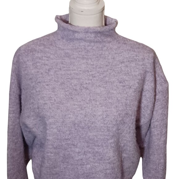 Line & Dot Lila Roll Mock Neck Cropped Sweater in Orchid/Purple Size S - Picture 4 of 14
